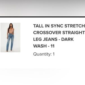 Fashionnova Tall InSync Stretch Crossover Dark Wash Straight Jeans Size L NWOT